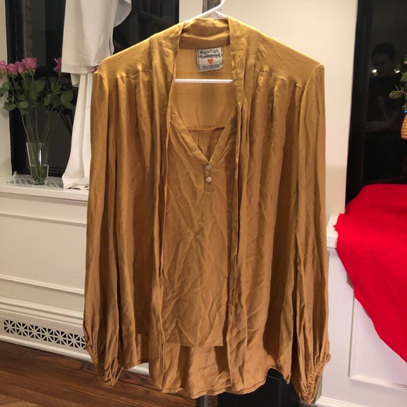 SUGARHIGH LOVEDSTONED Mustard Yellow Cher Blouse - Picture 5 of 6